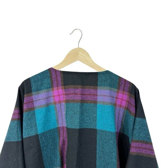 Vintage Union Made Catch Me Wool Plaid Sweater Shawl Wrap USA Made Womens - Picture 12 of 15
